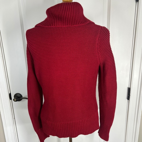 Talbots, Size MP. Red, Wide Collar, V Neck, Long Sleeve Sweater - Picture 7 of 12